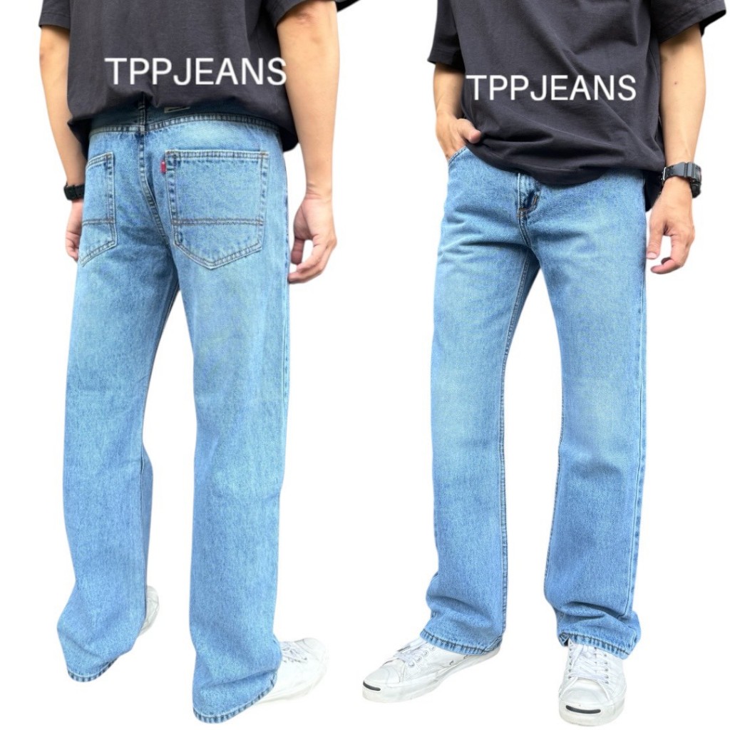 JEANSEXPRESS LB93 Straight Denim กางเกงยีนส์ชาย ทรงกระบอก สีบลูยีนส์ฟอก เป้าซิป ทรงสวย ใส่สบาย Size 28-36