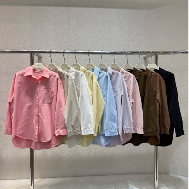 555 รุ่นใหม่!! เสื้อเชิ้ตแขนยาวกระเป๋าเบิ้ล ผ้าคอตตอนยีนส์ฟอก wanwan clothing