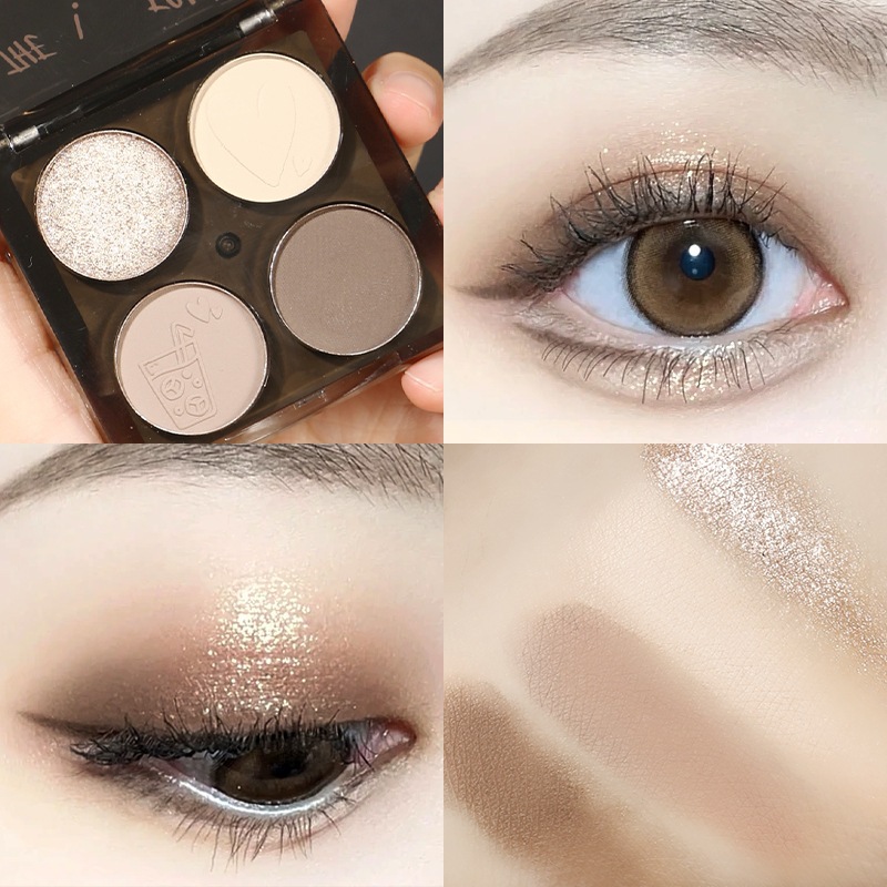 BEIKOTT 4สี อายแชโดว์อบ ไฮไลท์บลัช กระบวนการอบ กันน้ำและติดทนนาน ประกายมุก 4-Color Eyeshadow