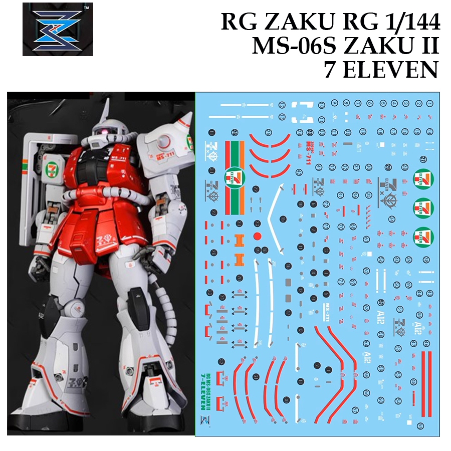 ดีคอลน้ำ [OTT] RG ZAKU 7-11 s MS-06 ZAKU II 7 ELEVEN GUNDAM RG 1/44 WATER DECAL