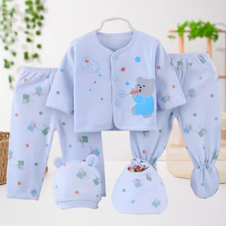 Babyonline(Y139)L4 (ส่งด่วน1วัน)ชุดเซ็ตเด็กแรกเกิดลายการ์ตูน5ชิ้น ผ้าฝ้าย นิ่ม อ่อนโยนต่อผิวเด็ก เหมาะกับเด็ก0-3เดือน