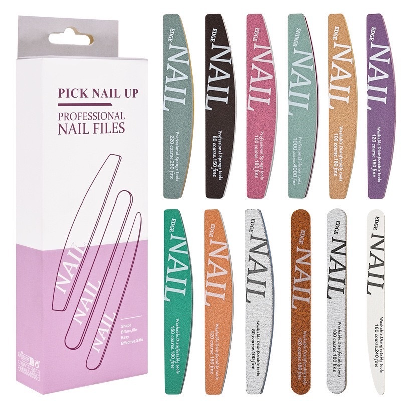 กล่อง12ชิ้น ตะไบเล็บ ตะไบแต่งเล็บ เตรียมหน้าเล็บ Professional Nail File Files  Buffer