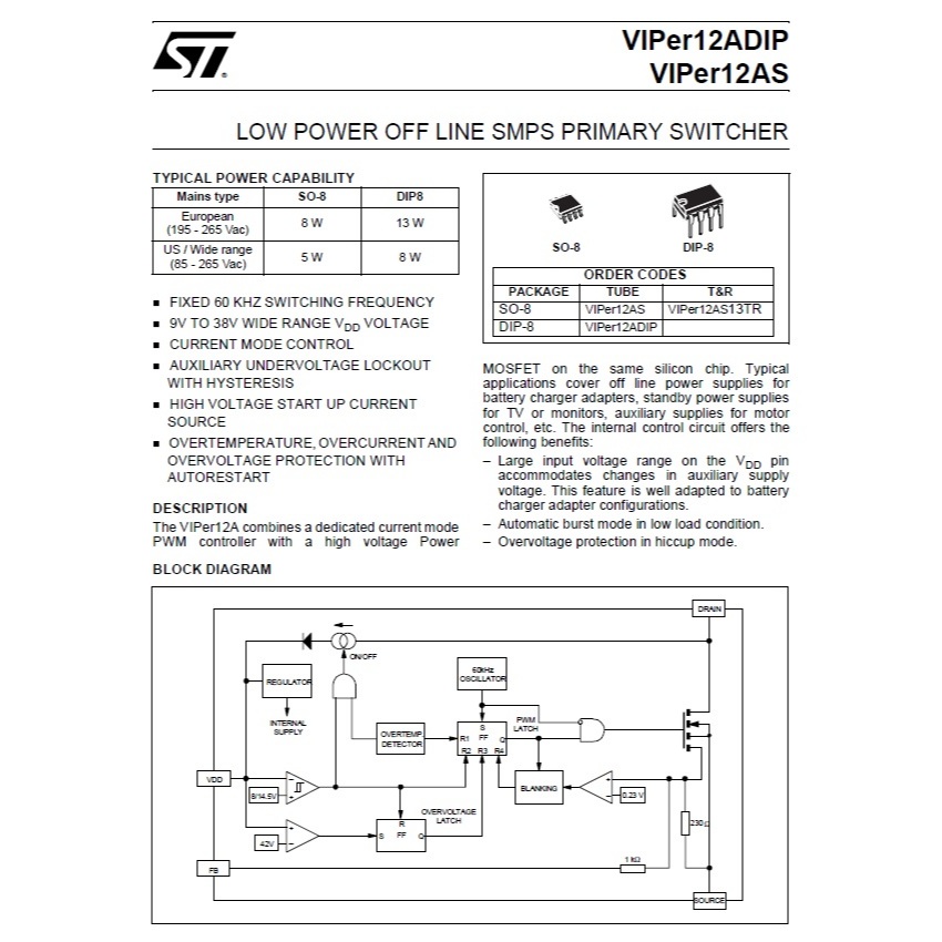ไอซี วงจรรวม ภาคจ่ายไฟ IC Switcher Integrated Circuit Viper12A Viper22A #SOP-8 (1 ตัว) ราคา ถูกที่สุด ดีลบีเคเค แกลเลอรีภาพที่ 5