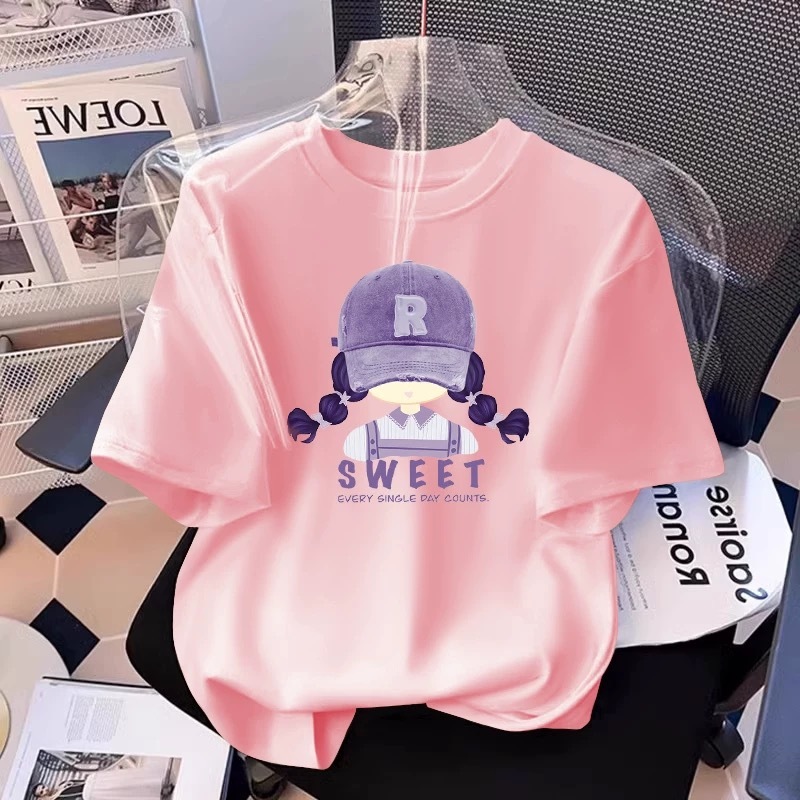 Yout-children เสื้อผ้าเด็กผู้หญิง oversize แฟชั่น สไตล์เกาหลี เสื้อยืด ‘SWEET GIRL’ cotton เสื้อคอกลม cute girl 2025 ราคา ถูกที่สุด ดีลบีเคเค แกลเลอรีภาพที่ 4