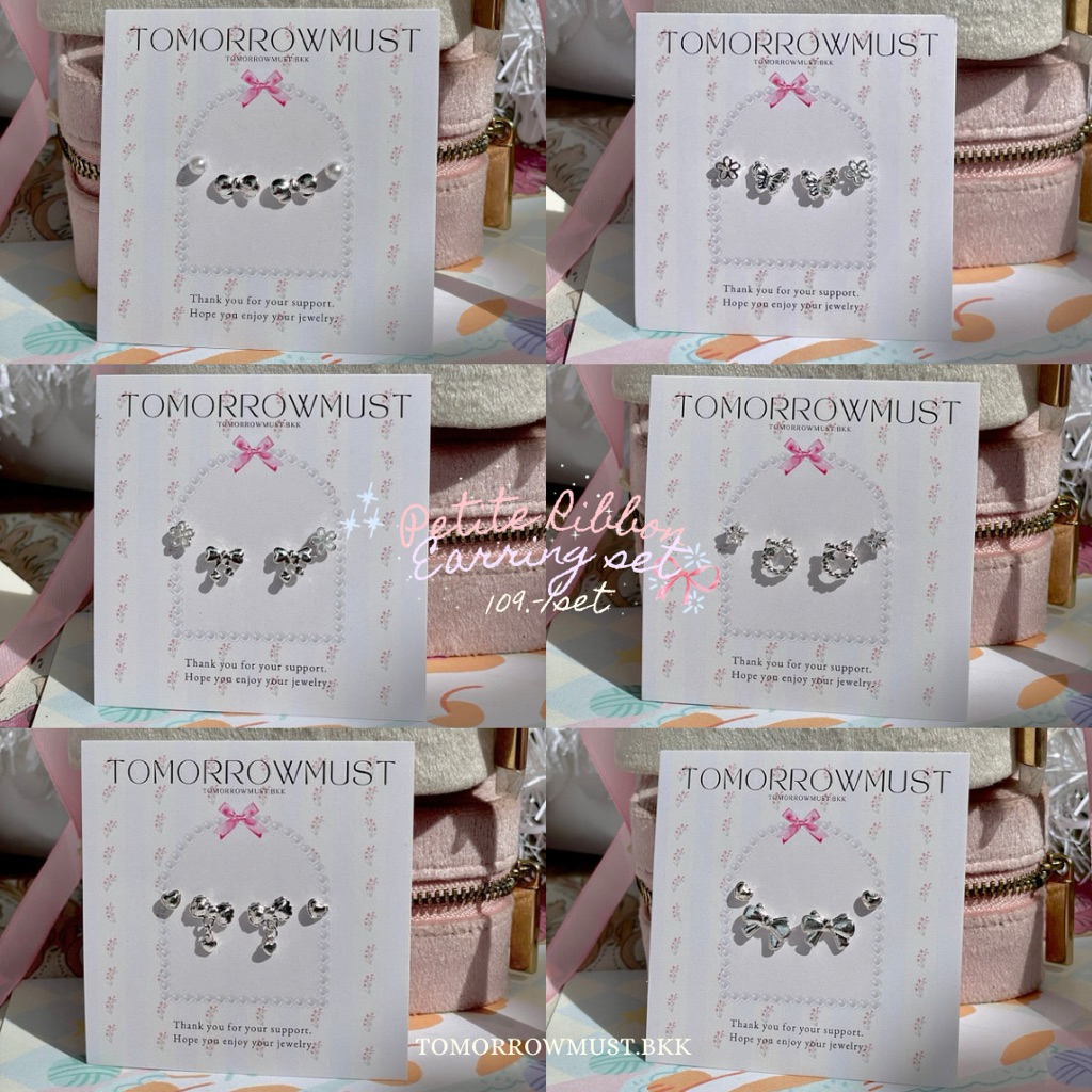 🎀🦢✨ Petite ribbon earring set ✨🦢🎀