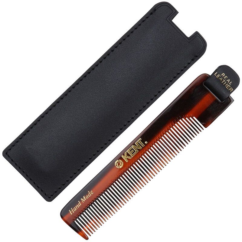 หวี KENT รุ่น NU22 Handmade 112mm Comb with Leather Tab and Case Fine Hair หวีแฮนด์เมด  พร้อมซองหนัง