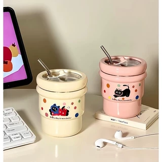 แก้วเก็บอุณหภูมิ แก้วเก็บความเย็น420ml แก้วกาแฟ สแตนเลส แก้วกาแฟร้อน แก้วสแตนเลส304 เก็บได้ร้อน/เย็น