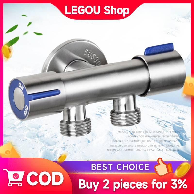 304 แท้ อเนกประสงค์ ก๊อกน้ำสแตนเลส ก็อกคู่เครื่องซักผ้า วาล์วน้ำ วาล์วน้ำ 2 ทางสแตนเลส หัวขีด