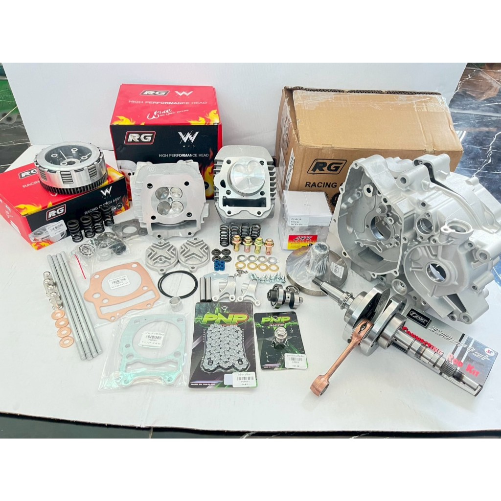 แคร้ง งานRG พร้อมชุดฝาสูบ งานRG 4วาล์ว 25/22 24/21 เสื้อสูบตีปลอก ลูก63-67ชัก5 ชัก7