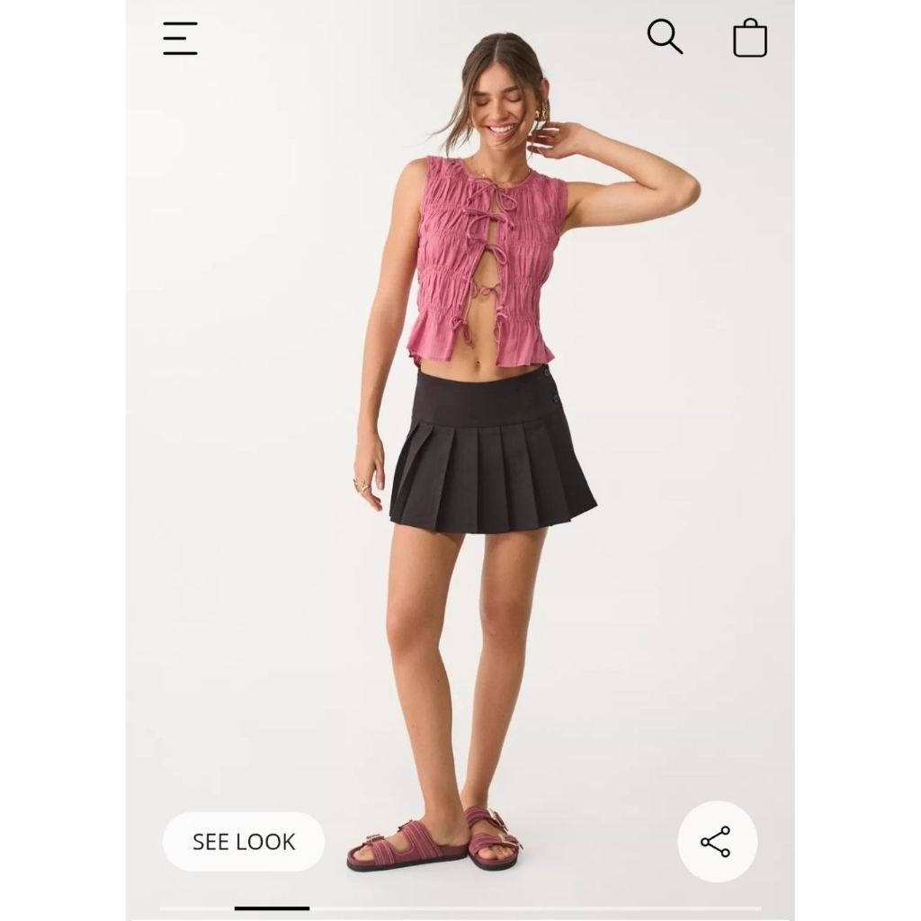 Stradivarius​ Pleat​ boxe Mini​ Skort​ กางเกง​กระโปรง​พลีท​ สีดำ