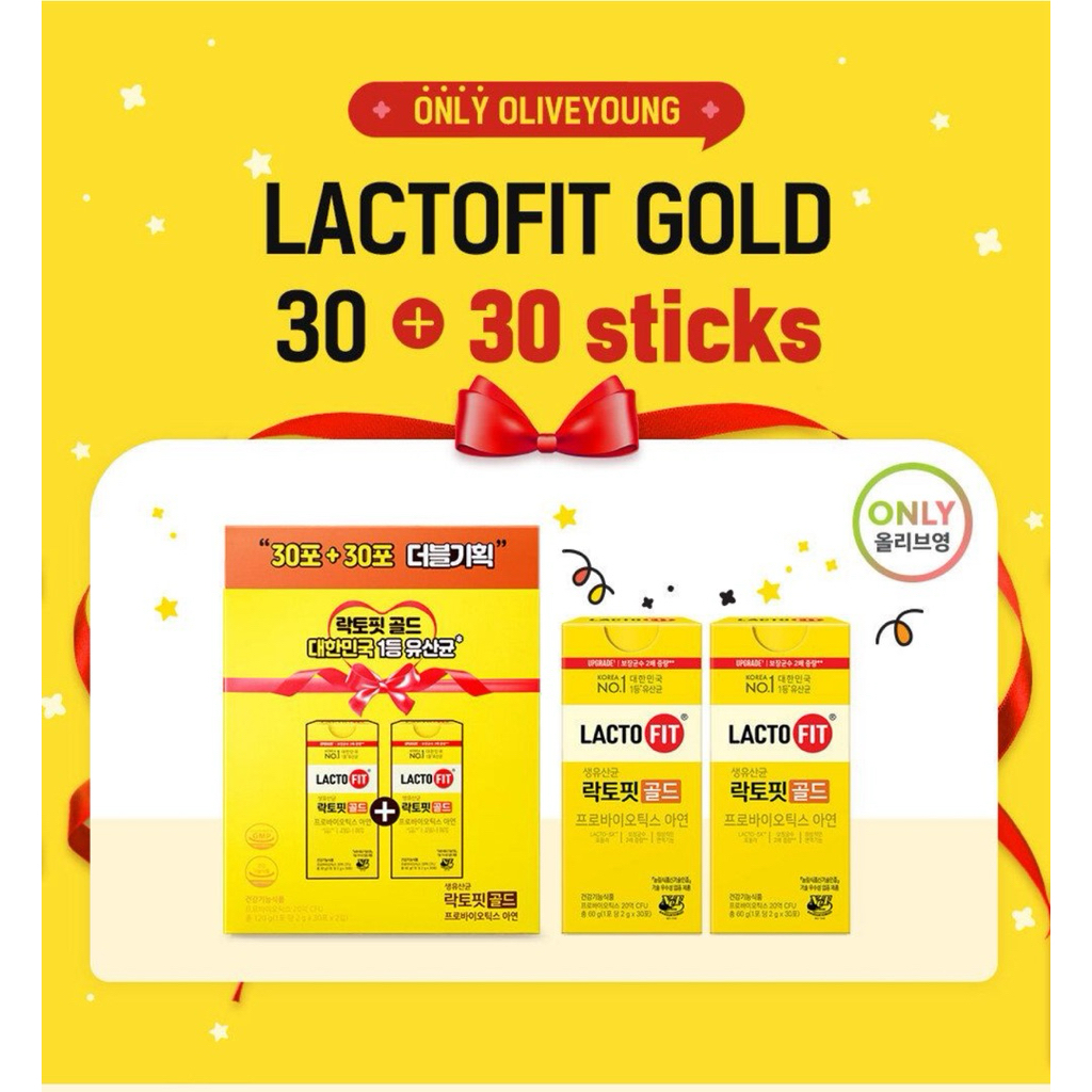 Lacto Fit Probiotics(Gold) 🇰🇷 💯แลคโตฟิต โพรไบโอติกส์ (สูตรใหม่) รีฟิล 30+30 ซอง ขายดีหลายปีซ้อนจากเกาหลีใต้ ทานได้ทุกวัย