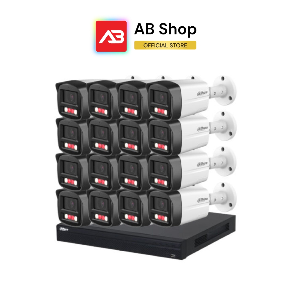 DAHUA ชุดกล้องวงจรปิด IP 16 ตัว 2 ล้านพิกเซล รุ่น DH-IPC-HFW2249TLP-S-PV + DHI-NVR4216-16P-4KS3 (Wiz