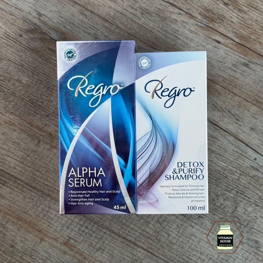 Regro Alpha Serum (รีโกร อัลฟ่า ซีรั่ม) ซีรั่มสูตรบำรุงเส้นผมและหนังศีรษะ (ปริมาณ 45 มล.) 💥 แถมฟรี แชมพู 100 มล. 💥