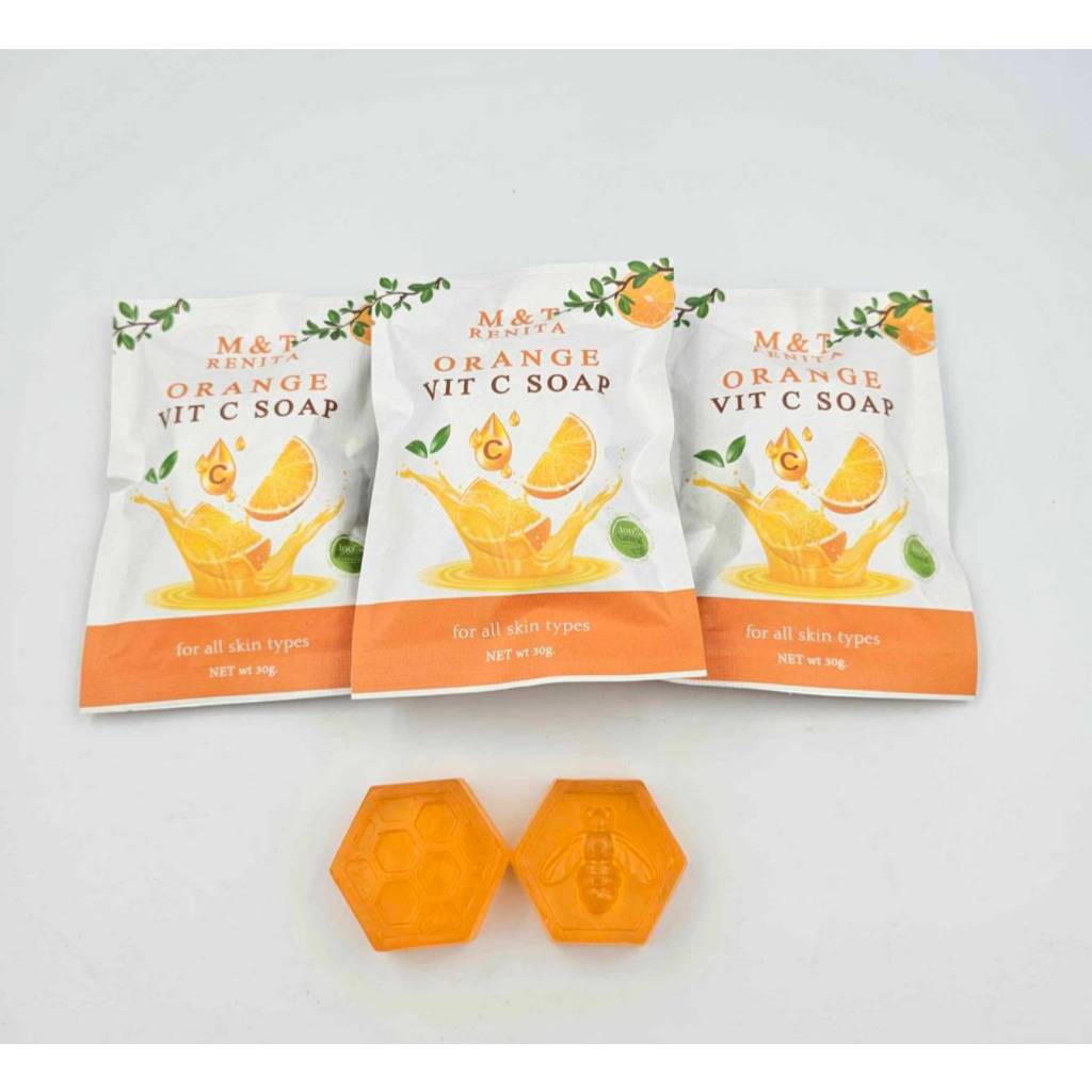 เซ็ท 3 ก้อน/สบู่ผิวหน้า ส้มใส วิตซี ขายโดยเจ้าของแบรนด์ M&T Renita // ORANGE VIT C SOAP/ ของแท้ ของด