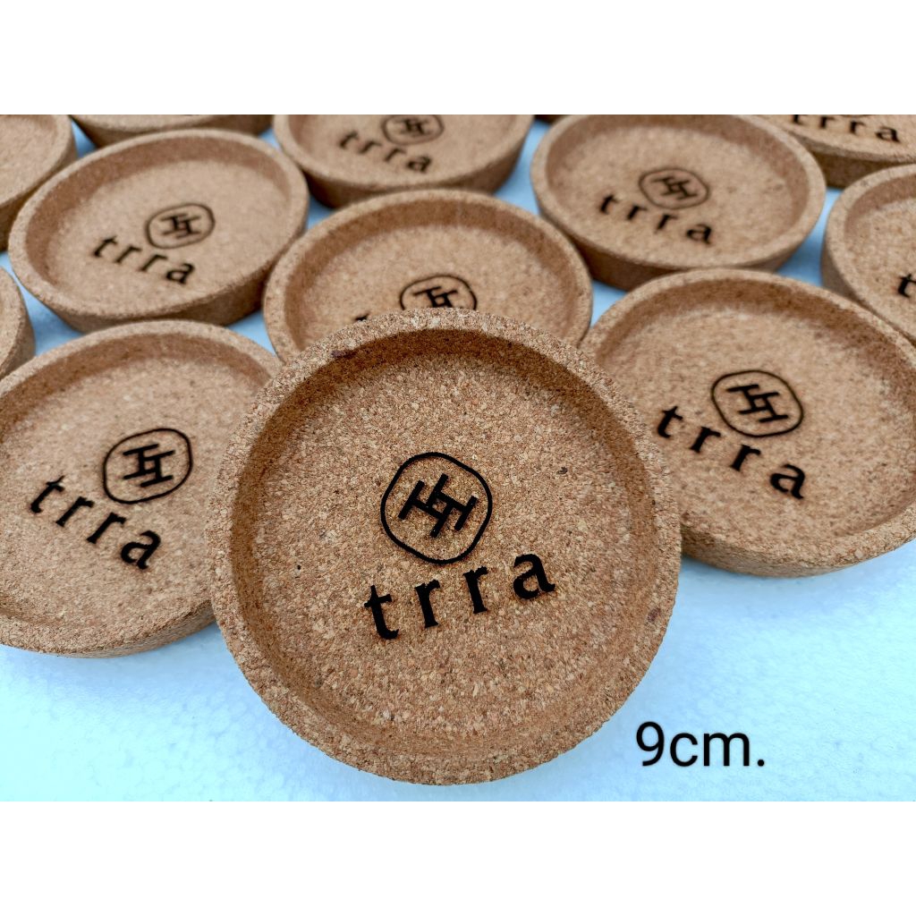 ที่รองแก้วไม้ก๊อก จานรองแก้วไม้ก๊อก  แผ่นรองแก้ว corkwood   สั่งเลเซอร์โลโก้ตามแบบได้นะคะ
