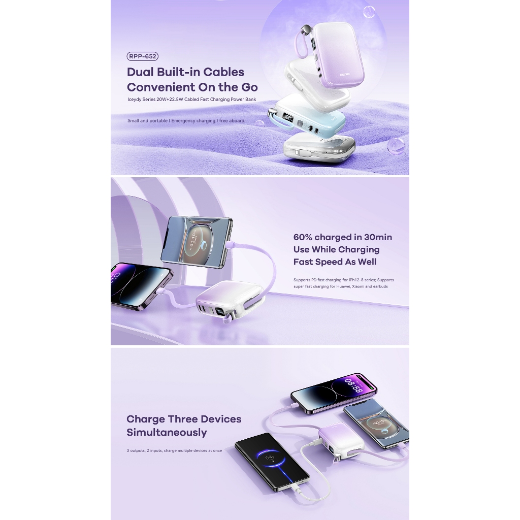 Power Bank 10000mAh (RPP-652,White) - แบตสำรอง REMAX