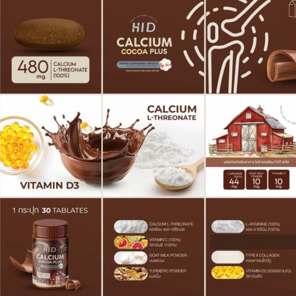 1แถม1 แคลเซียม Hi D แคลเซียมตัวสูง HI D CALCIUM COCOA PLUS  เม็ดเคี้ยวสูง กระดูกและข้อ 30เม็ด/กระปุก - รูปที่ 6
