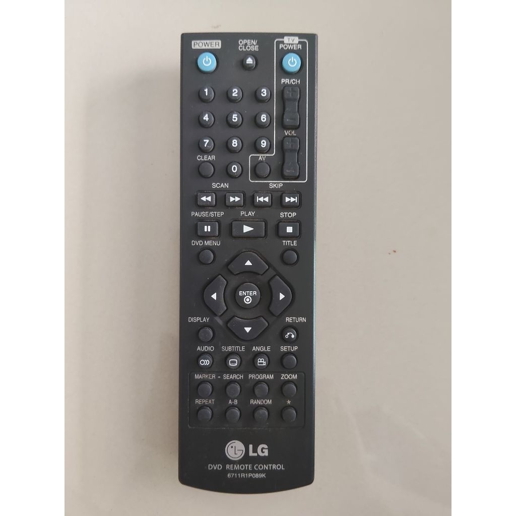 รีโมทเครื่องเล่น LG DVD ของแท้มือสอง ใช้กับเครื่องเล่นแอลจี ดีวีดีได้ทุกรุ่น