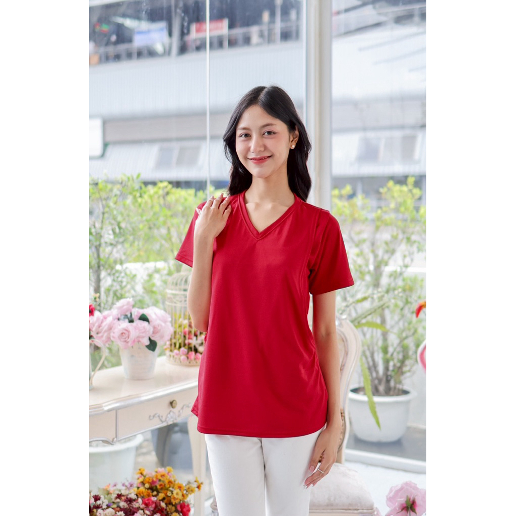 เสื้อยืดให้นม สีแดง #เสื้อยืดให้นมสีแดง