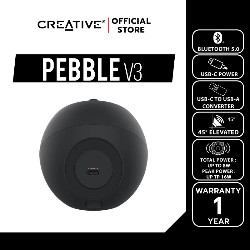 CREATIVE SPEAKER Pebble V3 (Black-สีดำ) ลำโพงสไตล์มินิมอล รองรับ USB-C / บลูทูธ thumbnail 7