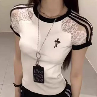 SIAM CURATEDเสื้อยืดแขนสั้นลูกไม้อเมริกันสุดชิค ✨ เนื้อผ้าโป…