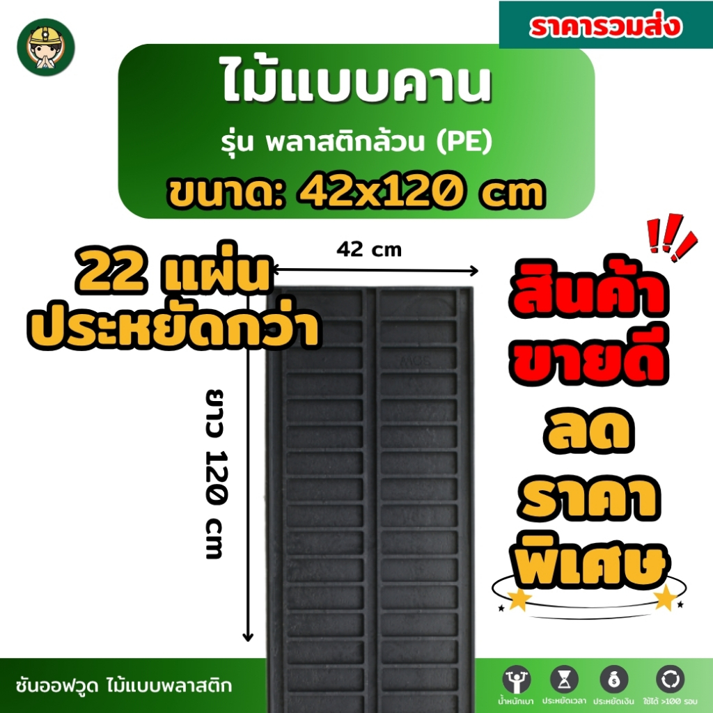 22 แผ่น ราคาถูก SON OF WOOD ไม้แบบพลาสติก ขนาด 42x120 ซม. รุ่นพลาสติกล้วน *ราคารวมส่งเอกชนแล้ว