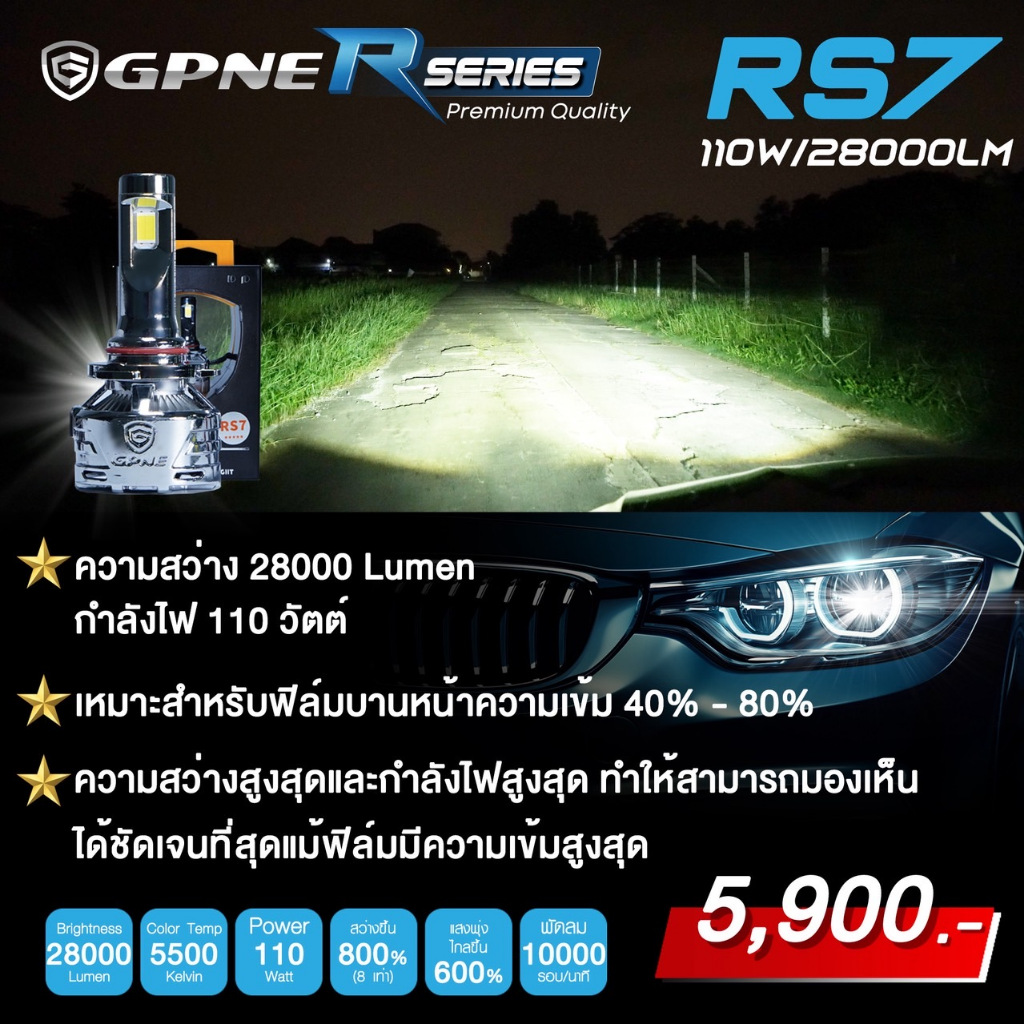 GPNE RS7 หลอดไฟหน้ารถยนต์ LED (110w) | ของแท้ 100% รับประกัน 4 ปี