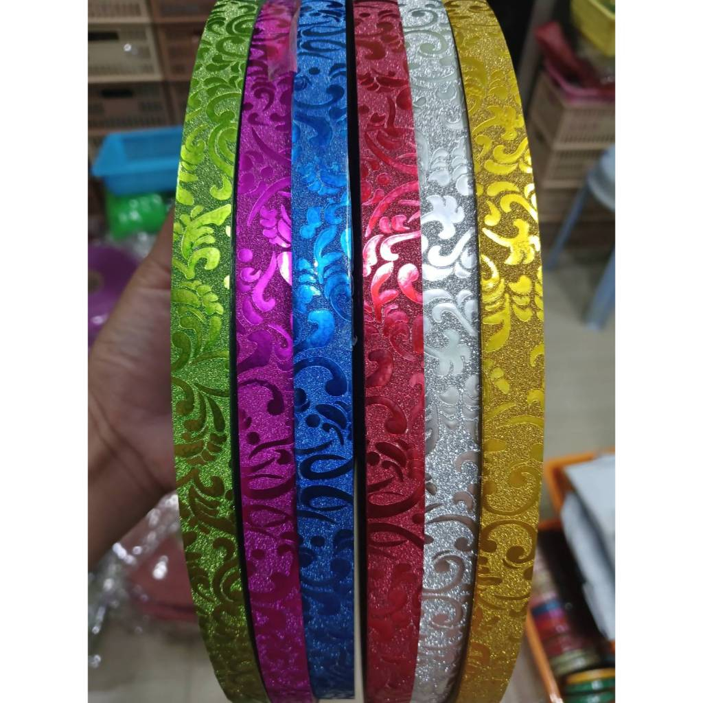 ริบบิ้นกากเพชร ลายตวัด ม้วนใหญ่ 12mm 300yds.