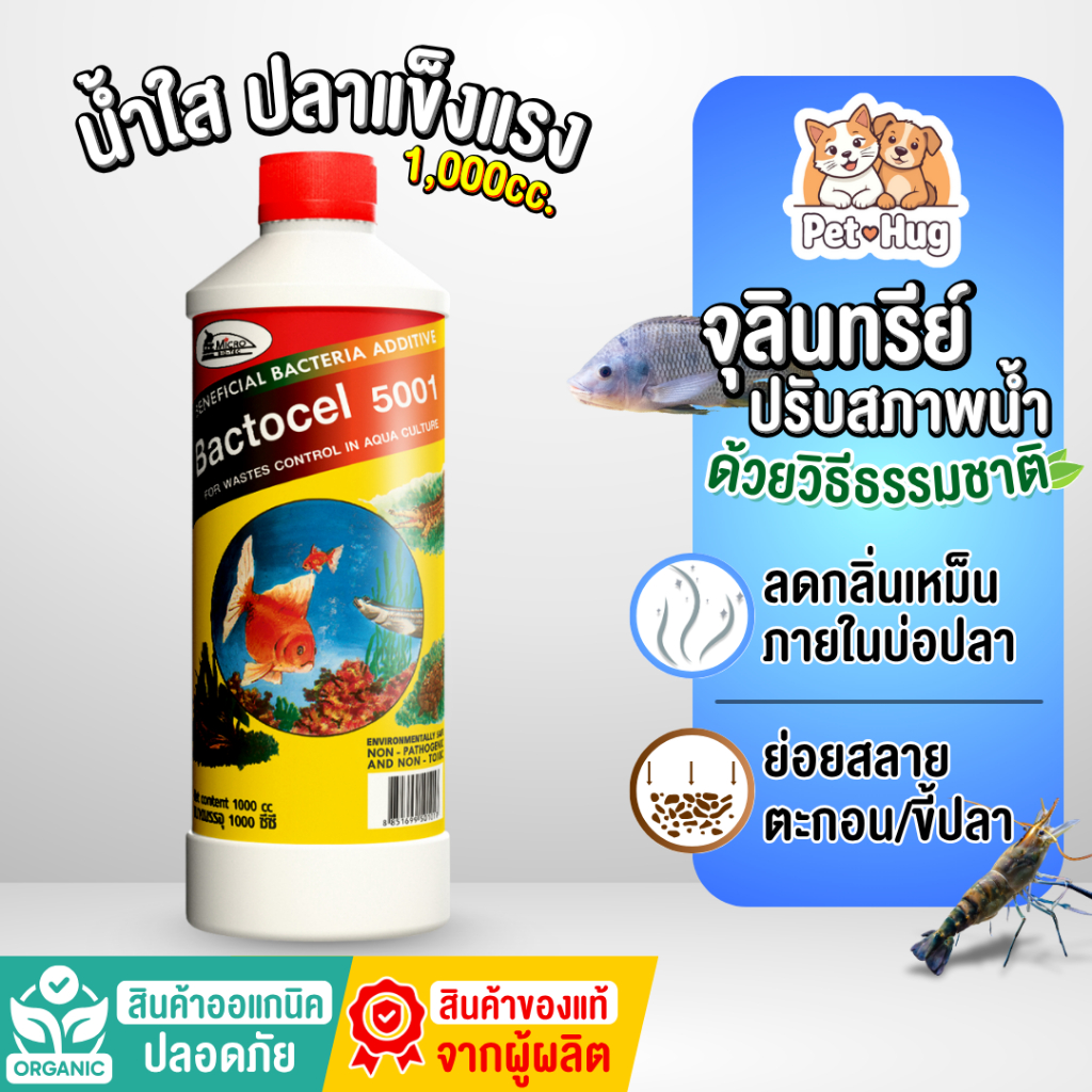 (ของแท้ 100%) Bactocel 5001 1000cc จุลินทรีย์น้ำใส บ่อปลา ตู้ปลา แบคโตเซล ปรับสภาพน้ำใส บ่อขนาดใหญ่