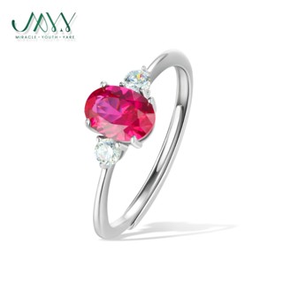 MYY แหวนทับทิมชุบแพลตตินัม แหวนผู้หญิง ปรับขนาดได้ ไม่แพ้ สี…