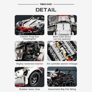 【COD】1580 ชิ้น บล็อกก่อสร้าง Porsche 911 เทคนิค รุ่นแข่ง ชิ้น ขนาดใหญ่ ของขวัญสำหรับเด็กชาย