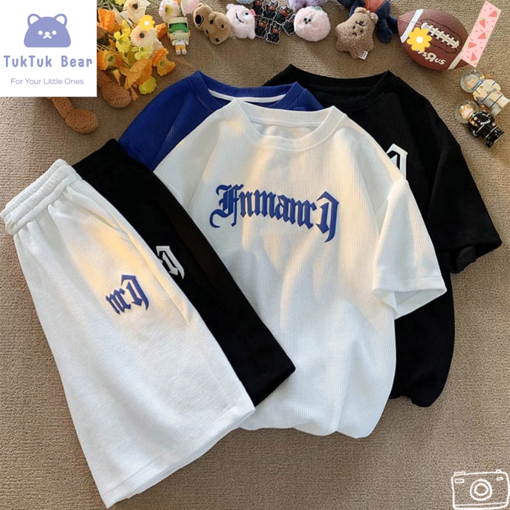 ชุดเด็กชาย ชุดลำลองเด็ก แฟชั่นทรงหลวม สีพื้น+พิมพ์ลายตัวอักษร เนื้อผ้าดี ไซส์120-160 พร้อมส่ง