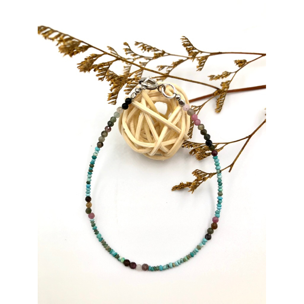 Natural Stone turquoise with Aquamarine  handmade bracelet💎