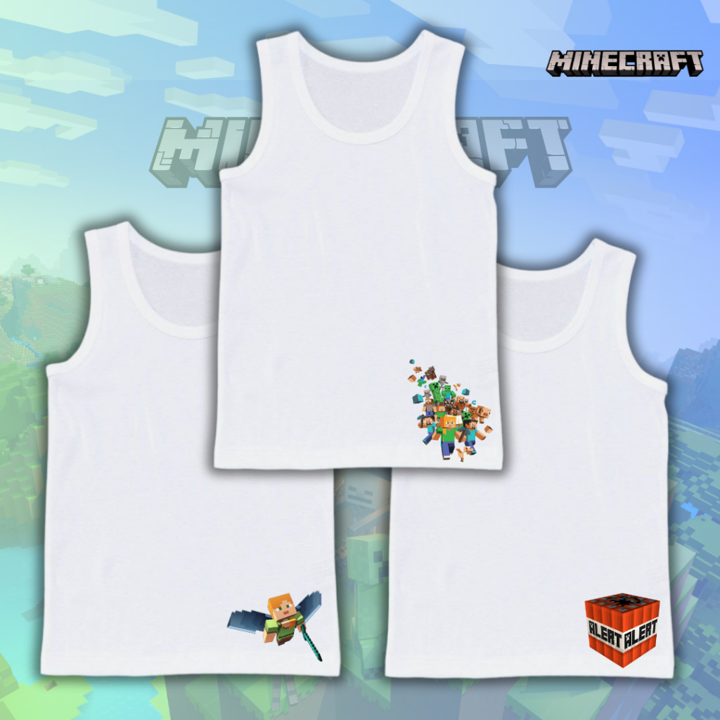 มาแรง! เสื้อซับในเด็ก เสื้อกล้ามเด็กลาย มายคราฟ Minecraft ฮิตที่สุดในตอนนี้ ใส่สบาย นุ่มระบายอากาศได้ดี ไซส์ 1-11ปี