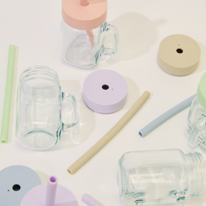 hako Silicone Lid + Straw for Mason Jar เซ็ทหลอดและฝาซิลิโคน **ไม่รวมแก้ว**