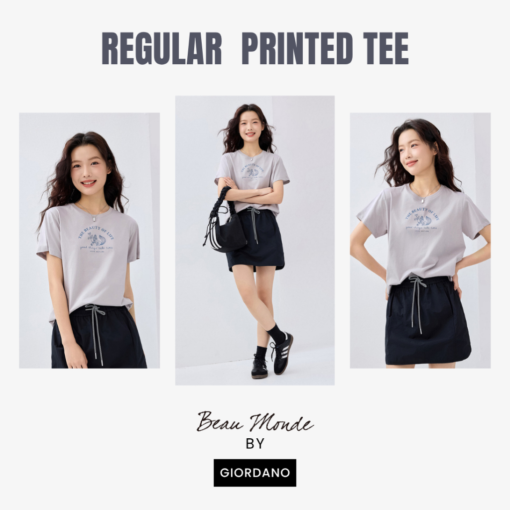 GIORDANO (Online Exclusive) เสื้อยืดผู้หญิง Women's Regular Printed Tee13395202 B1