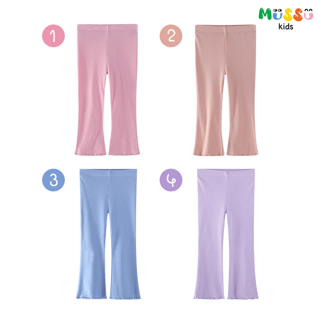 Jumping Meters กางเกงเลกกิ้งเด็ก ผ้าร่องขาม้า สีพื้น ปลายขา Lettuce Hem (2-7 ปี) (lgjm13.2)