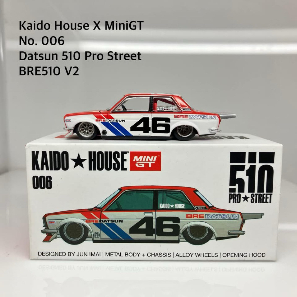 MiniGT No. 006 Kaido House Datsun 510 Pro Street BRE510 V2 (Roll bar Red)