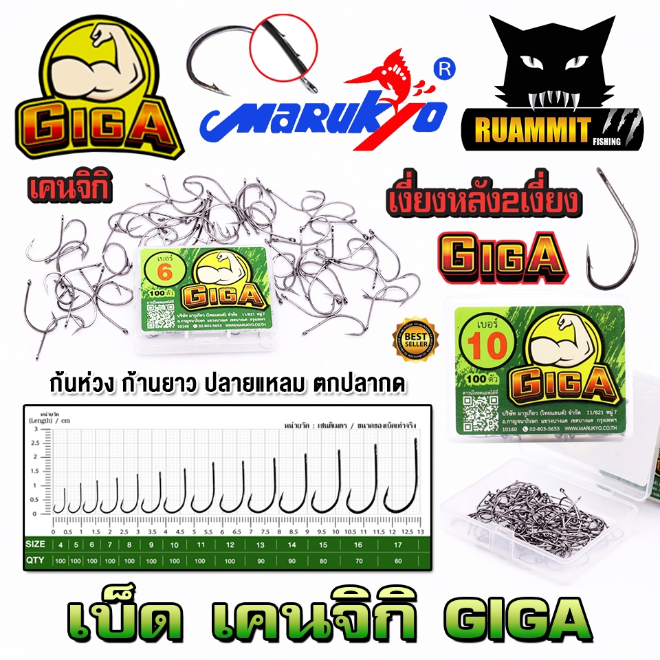 เบ็ดตกปลา เบ็ดเคนจิกิเงี่ยงหลัง GIGA ทรง MARUSEIGO by MARUKYO