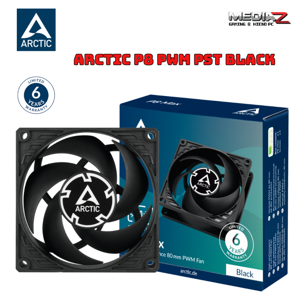 ARCTIC P8 PWM PST  PWM MAX  BLACK  พัดลมคอมพิวเตอร์