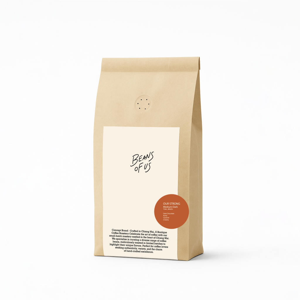 เมล็ดกาแฟคั่วกลางเข้ม Beans of us House Blend (Thailand-Brazil) เหมาะสำหรับ Espresso และกาแฟนม 250g-1kg