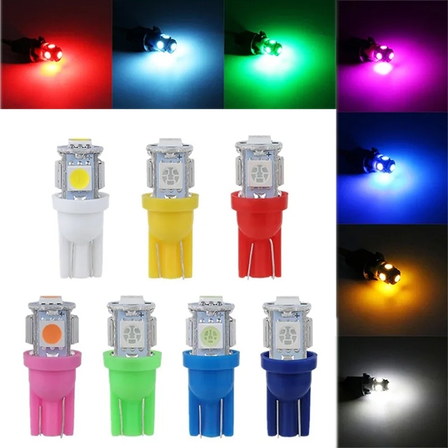⚡ประเทศไทย 24 ชั่วโมง⚡ 1 ชิ้น หลอดไฟหรี่ ขั้วT10 W5W LED 5 ชิพ  เพิ่มความสว่าง ติดตั้งง่าย คุณสมบัติ หลอดไฟหรี่