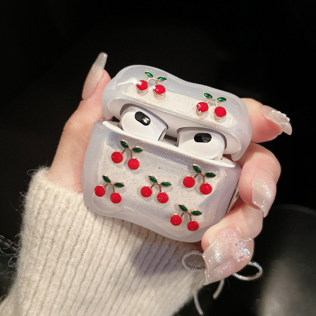 เคสหูฟัง เเถมสายห้อย เคสAirpods เคสลายเชอรี่ รุ่น Airpods รูปที่ 6