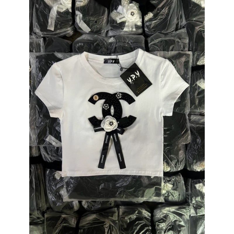 GN พร้อมส่ง เสื้อครอปรุ่นเป๊ะติดอะไหล่เพชรแน่นๆสวยอลังใส่แมทได้หลายลุคผ้าเนื้อดีใส่หน้าร้อนสบายผ้ายูนิโคล งานป้ายy.p.y ราคา ถูกที่สุด ดีลบีเคเค แกลเลอรีภาพที่ 4