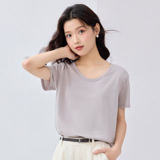 GIORDANO (Online Exclusive) เสื้อยืดผู้หญิง Women's U-neck L…