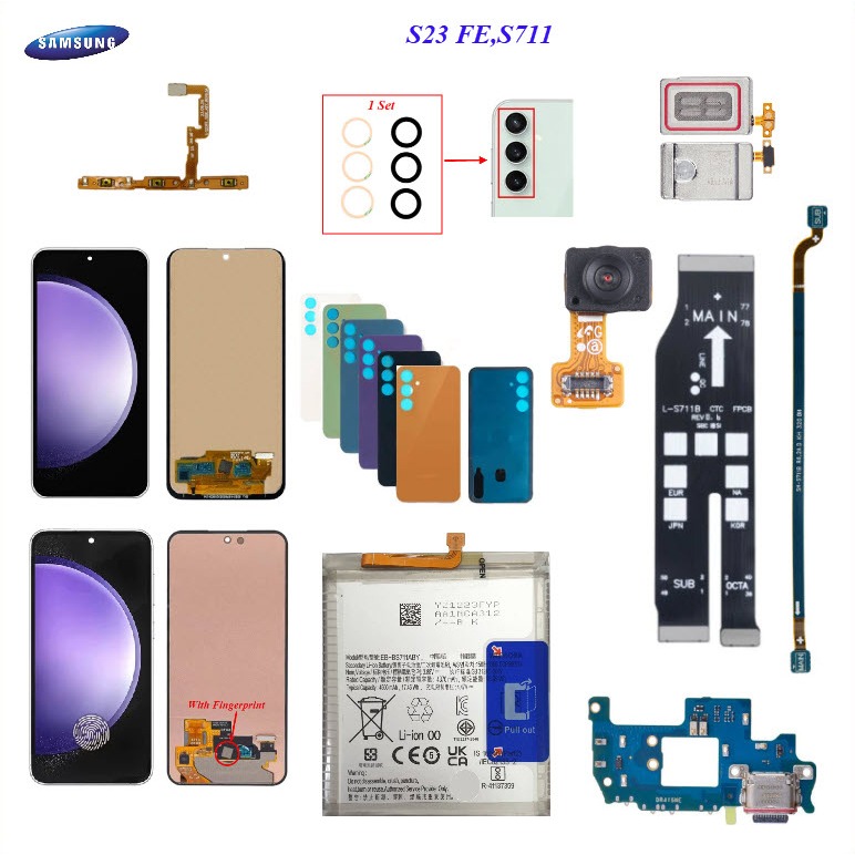 อะไหล่มือถือ Samsung  S23 FE,S711/สายแพร/กระจกเลนส์กล้อง/ลำโพงหูฟัง/ฝาหลัง/แบตเตอรี่ EB-BS711ABY