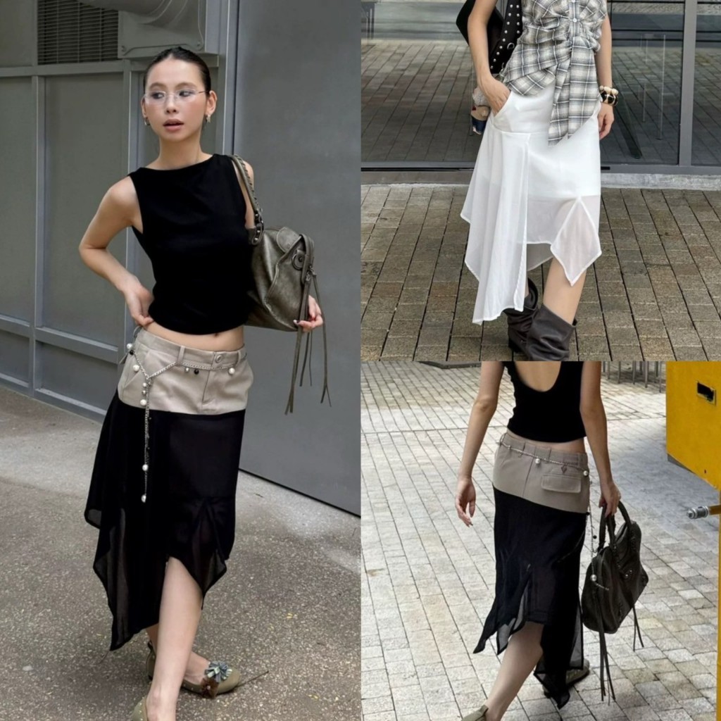 (พร้อมส่ง) CASA SKIRT กระโปรงสั้นตัดต่อชายรุ่น 25Q365 TAG MM FISH 🇰🇷🇰🇷