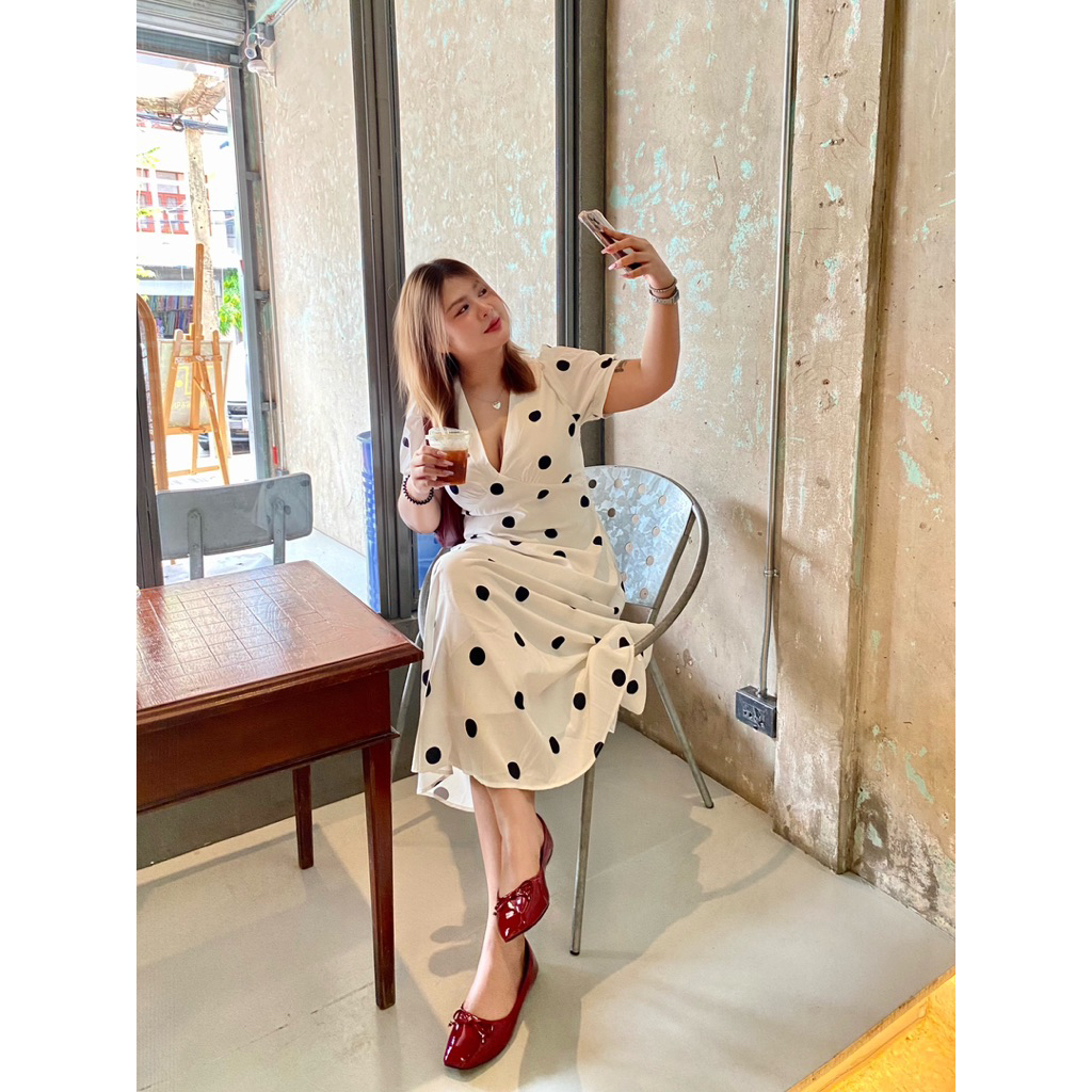 PLERNTA เดรสลายจุดแขนตุ๊กตา