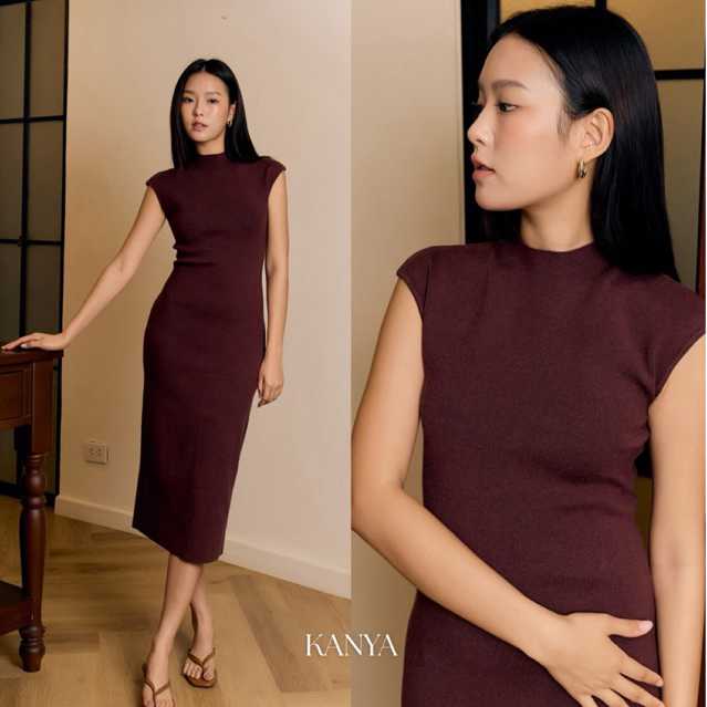 KANYA - Gentle Royal Dress[7378] เดรสผ้าไหมพรม คอปีน (1A-1J) / (11A-11J)