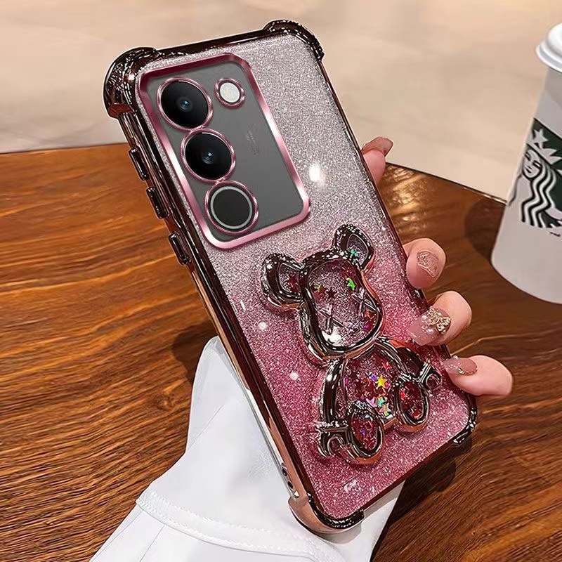 เคสกริตเตอร์หรูหรา VIVO Y05 Y31D Y500i Y11D V70FE V50lite Y29 Y21D Y31(2025) Y29s Y04 Y04S Y200 Y19S กันกระแทก หมีตู้น้ำ